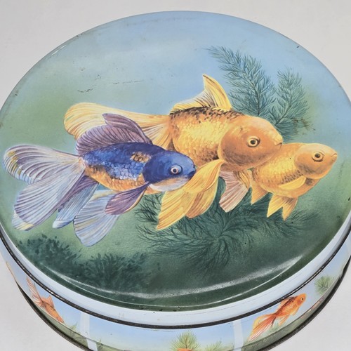 Early Rare Huntley & Palmers Biscuit Tin Aquarium Fish Goldfish Koi 1958 Vtg HTF - Picture 8 of 21