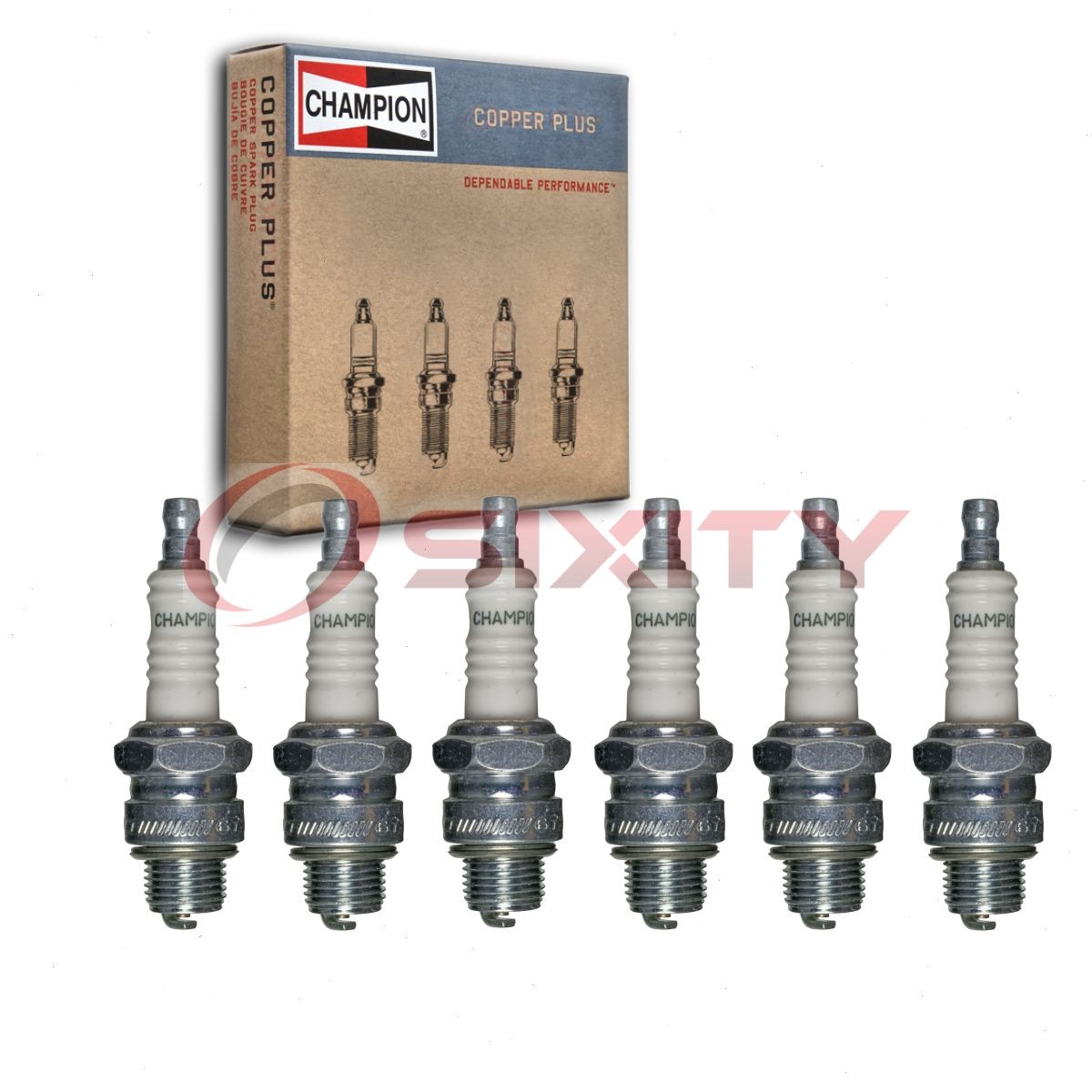 6 pc Champion Copper Plus Spark Plugs for 1940 DeSoto S-7 3.7L 4.0L L6 yj