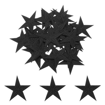 MECCANIXITY 30Pcs Star Iron on Patches Small Embroidered Black