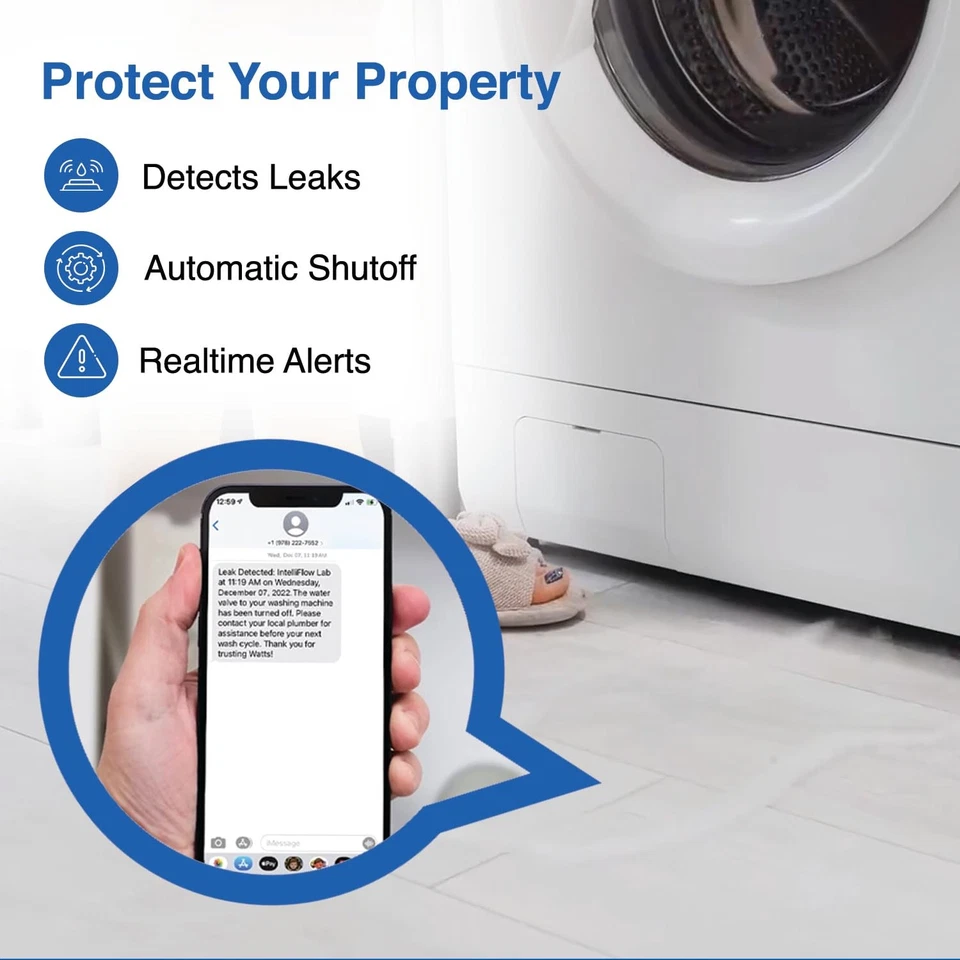 Válvula de cierre de agua inteligente para lavadora Intelliflow serie A2C-SC Watts 1/2" Foto 3 de 4