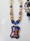 Beautiful Glass bead necklaces with Glass heart + enamel pendants Lot of 3 — photo 3