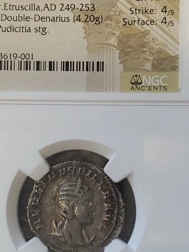 ROMAN.EMPIRE.HER.ETRUSCILLA.249 TO253.AR.DUBLE DENARIUS SILVER NGC. NEW HOLDER.