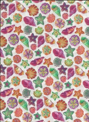 JEWELED SHELLS 100% COTTON FABRIC NORTHCOTT LYNDHURST STUDIO SMOCKING QUILTING