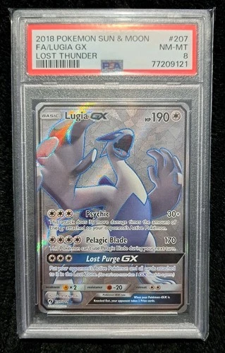 Pokémon TCG Lugia GX Card Sun & Moon Lost Thunder  207/214 PSA 8