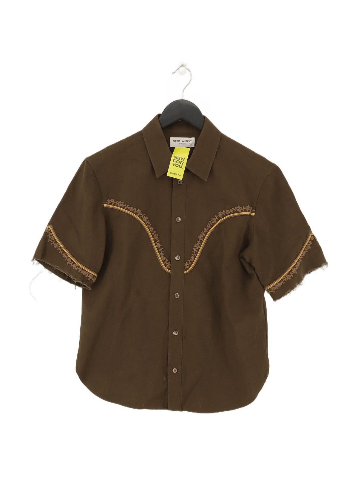 Camicia donna Saint Laurent L verde cotone con lino basic