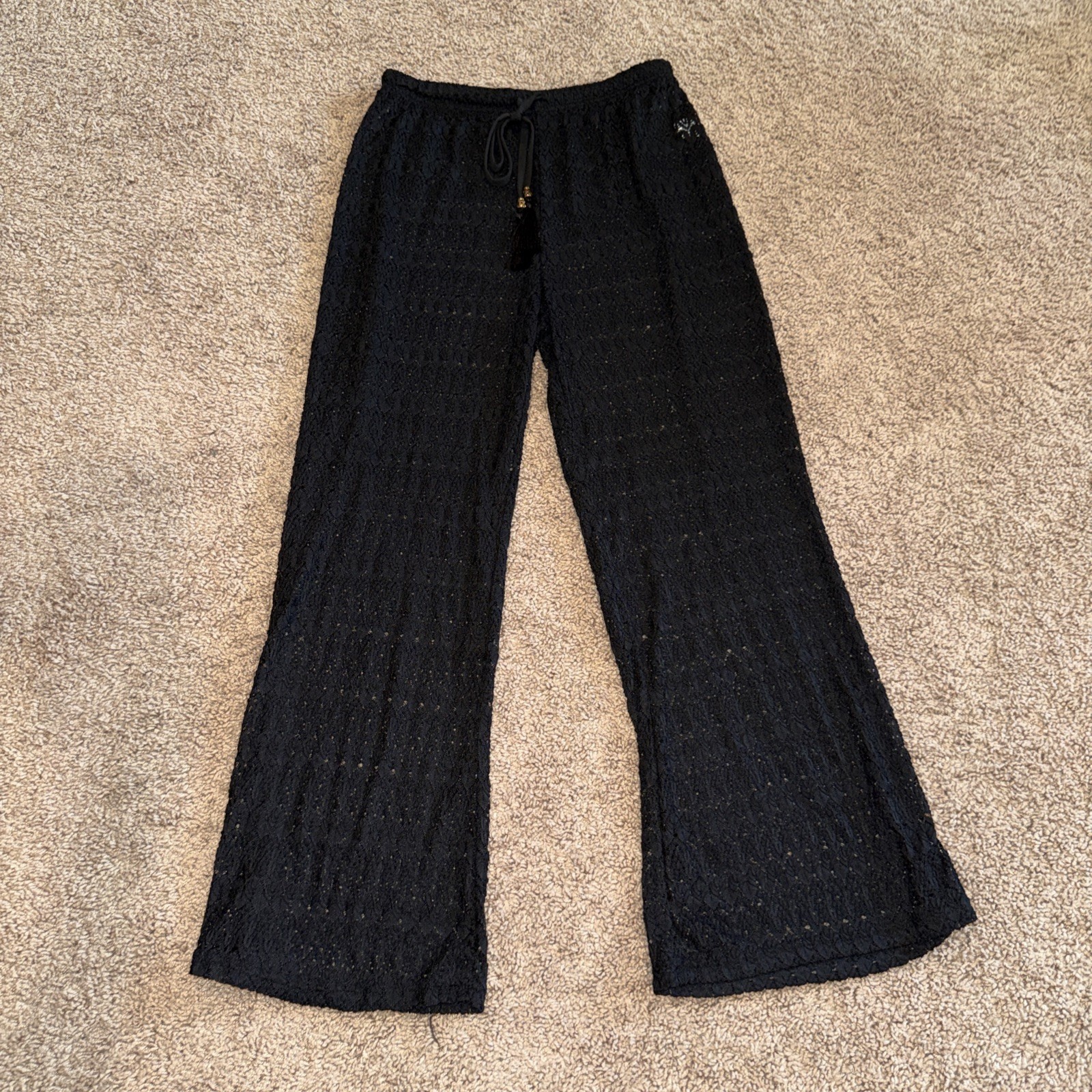 Womens Large Black Cover Up Lace Pants Beach Poolside Spaggia Dolce