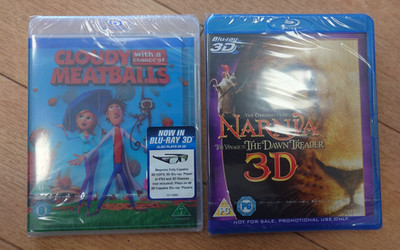 2 x 3D Blu-Ray 3D Movies Cloudy with a Chance of Meatballs + Narnia Dawn Treader