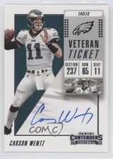 2018 Panini Contenders Veteran Ticket Auto Carson Wentz #VT-CW Auto 5sf