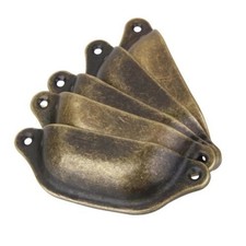 10Pcs Vintage Cup Pull Shell Handles Kitchen Cabinet Door Drawer Knobs Brass UK