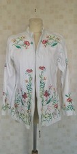 Women's Quacker Factory Embroidered Denim Jacket White Size S Nh1 Requires Zip