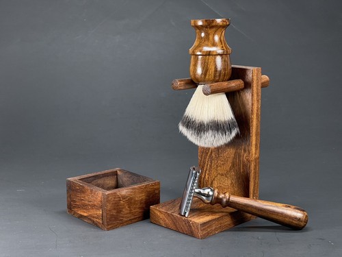 WOOD SAFETY RAZOR BRUSH BOWL SHAVING SET FOR MEN WET SHAVE KIT HOLIDAY GIFT XMAS - 第 10/19 張圖片