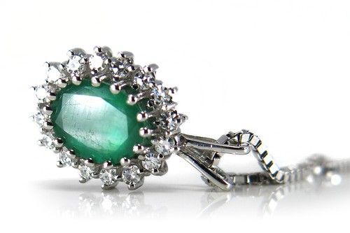 Anhänger Kette Smaragd ca 1,5ct + Diamanten H/si 585 Weißgold [BRORS 13998] - Bild 3 von 4