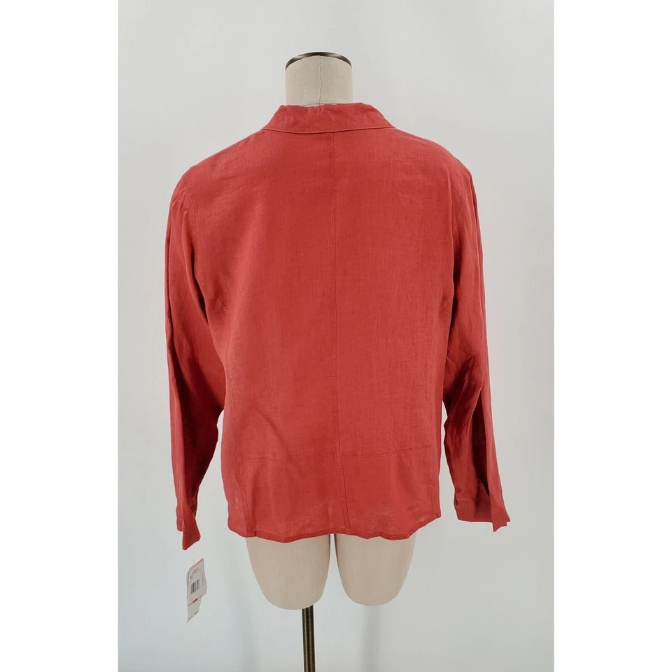Chaqueta Mujer Jones Colección Nueva York Lino Botón Terracota Talla 14W Nueva Foto 2 de 4
