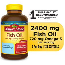 Fish Oil 2400Mg per Serving Softgels, Omega 3 Fish Oil Supplements, 134 Count