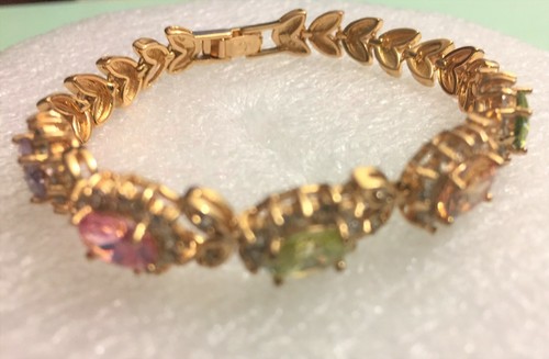 7.5" " SILVER & GOLD PLATED BRAC/ ANK/ PENDENT/EAR MULTI & CRYSTAL RHINESTONE - Picture 48 of 85