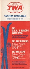 TWA Trans World Airlines timetable 1972/12/15