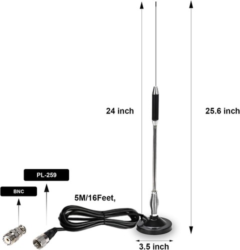 27MHz Antena CB Radio 26 cali z adapterem BNC Magnetyczne mocowanie do Midland Cobra - Zdjęcie 3 z 5