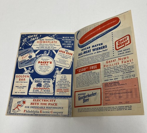 1952 Philadelphia Phillies VS New York Giants Official Score Card-Unscored - Picture 5 of 6