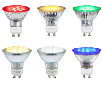LONG LIFE LAMP COMPANY Red Blue Green Yellow GU10 LED Colour LED Light Bulbs Lamp Coloured LEDs