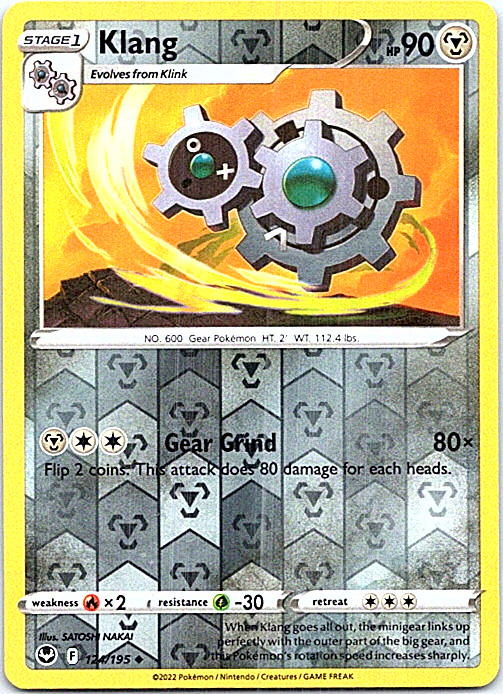 Klang 124/195 Pokemon Silver Tempest Reverse Holo Light Play