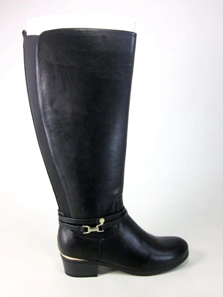 LIZ CLAIBORNE WOMEN S TOWNSEND WIDE CALF RIDING BOOTS BLACK US 8