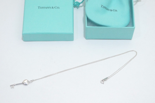 Tiffany & Co. Sterlingsilber 1P Diamant Schlüssel Anhänger Halskette 16" - Bild 5 von 7