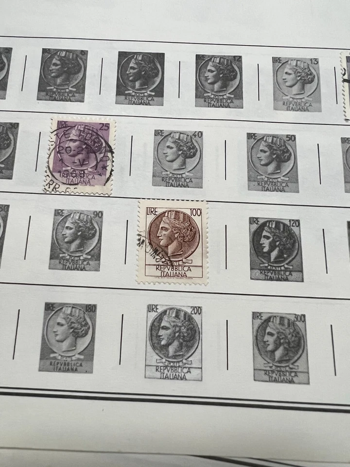 Italian Stamp Poste Italiana 100 & 200 Lire and more / lot of 12 - Image 3 of 4