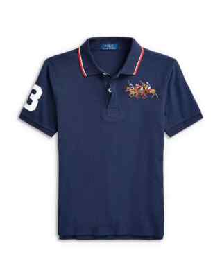 Polo Ralph Lauren L140417 Boys Navy Triple Pony Cotton Polo
