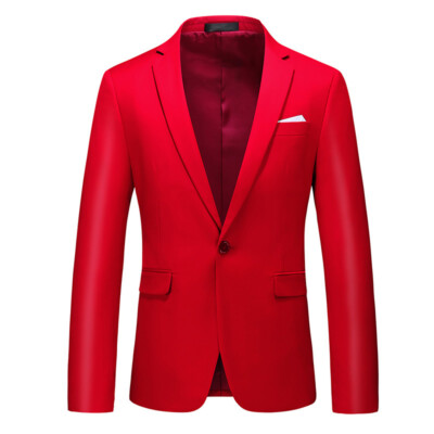 Men Formal Work Blazer Jacket Business Casual Button Slim Fit Suit Coat Tops