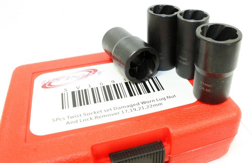 5pc Twist Socket 1/2” Drive For Wheel Lock Nut Damaged Removal 17 19 21 22mm - Bild 2 von 4