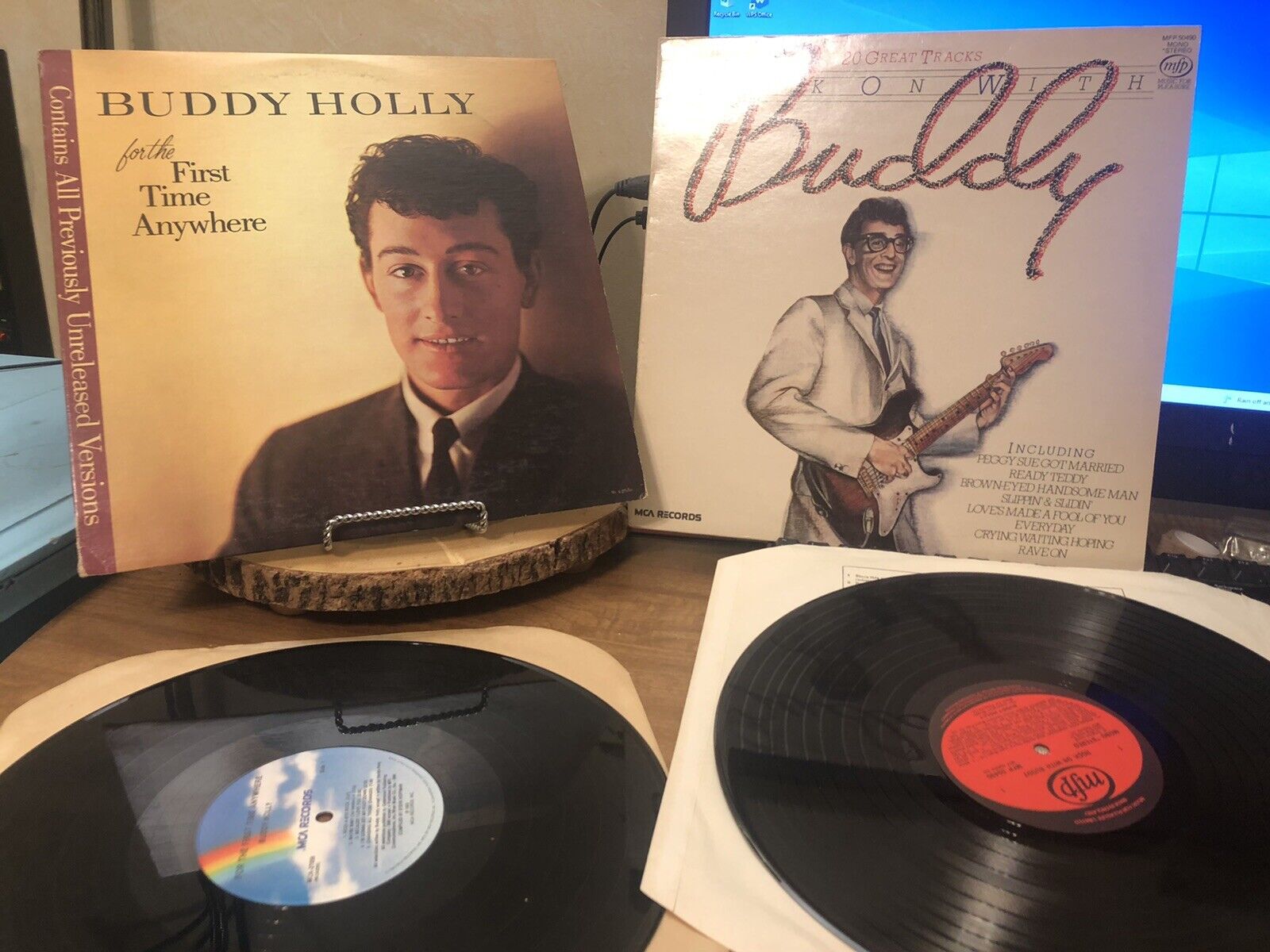 BUDDY HOLLY LOT (2)FOR THE FIRST TIME AND ROCK ON WITH VG R1  LPS