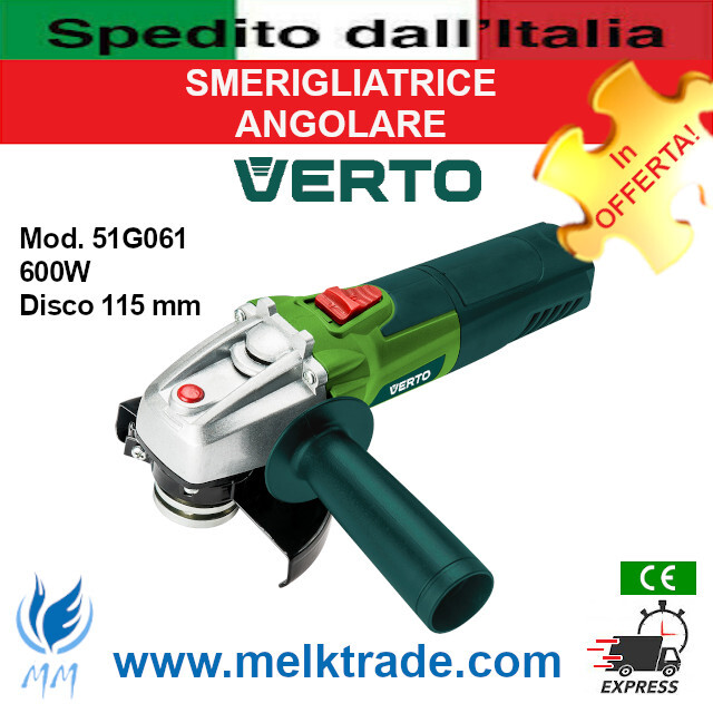 Smerigliatrice Angolare 600W VERTO 51G061 - Flessibile Professionale 115mm