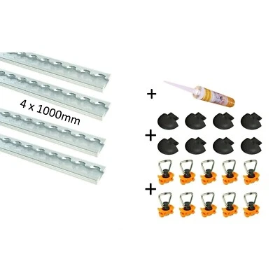 LOADCARE Starterset! 4x Airlineschienen Zurrschiene flach 1m+ Fittinge+ Endkappen+ Kleber