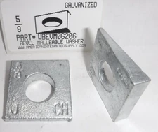 5/8 SQUARE BEVELED WASHERS MALLEABLE IRON HD. GALVANIZED 1.500"X.406"X.156" (25)