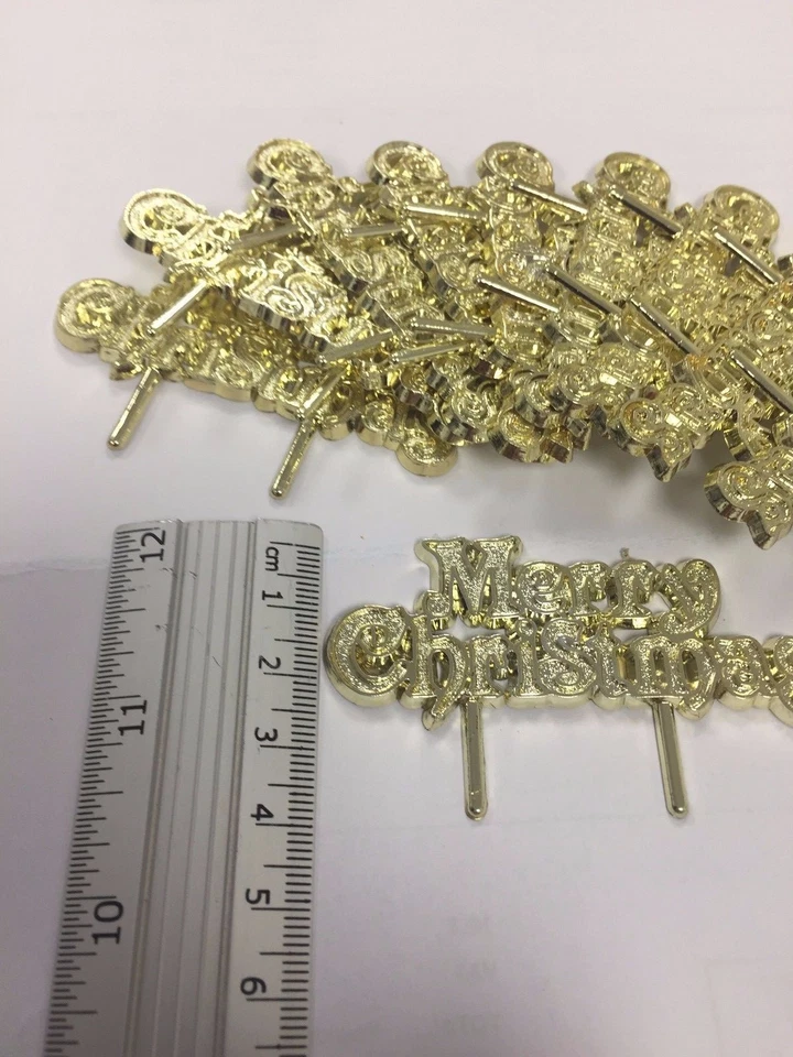 Gold Merry Christmas Motto picks 10 Pack cake Cupcake Decoration - Image 3 of 3