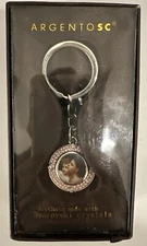 Argento SC Photo Key Ring Key Chain Fob with SWAROVSKI CRYSTALS Boxed - Vintage!