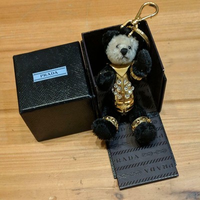 Prada Stuffed Key Charm Teddy Bear Black Gold Bracket | eBay