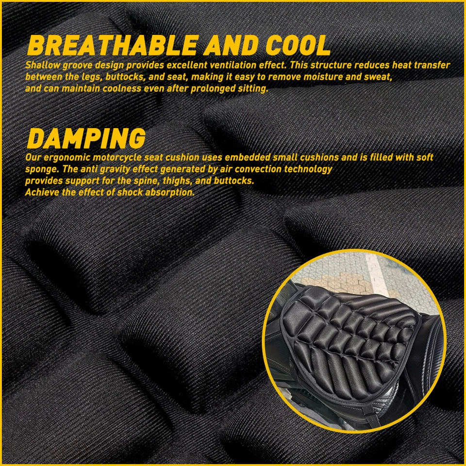 3D Motorbike Gel Pad Motorcycle Seat Cushion Seat Protection Pad for Long Rides - Image 3 of 4