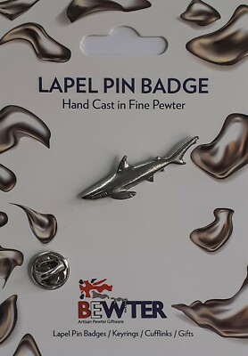 Marine SHARK Jaws, English Pewter Lapel Pin Badge, Coat-Hut Badge BEW138
