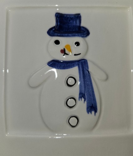 Crate and Barrel Stefani Ceramica Ceramic Snowman Christmas Holiday Trivet 8x8 - Picture 2 of 5