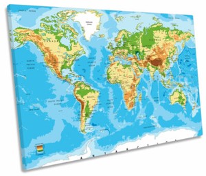 World Map CANVAS WALL ART SINGLE Picture Print | eBay