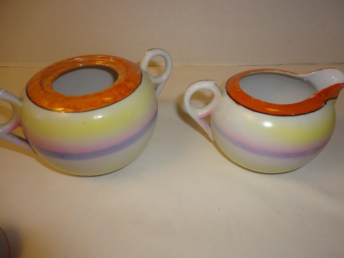VINTAGE MADE IN JAPAN LUSTERWARE CREAM AND SUGAR BOWL SET - Picture 4 of 5