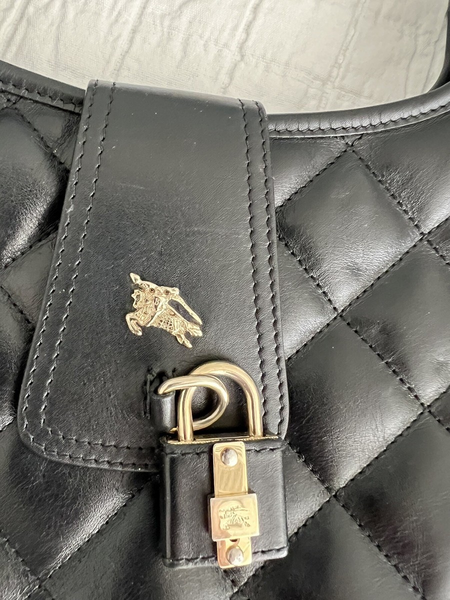 Burberry Black Leather Quilted Small Hobo Shoulder Bag | eBay