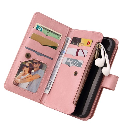 15 Cards Zipped Multifunction Wrist Wallet PU Leather Case For Various Models - Picture 4 of 26