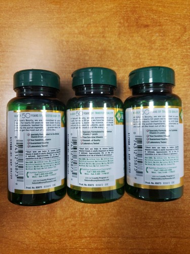 3 Pk: Nature's Bounty D3 250 mcg 10,000 IU Softgels 72 ct. ea. Exp 4/30/25 E3B - Picture 3 of 4
