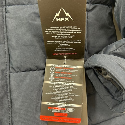 HFX Puffer Jacket Mens Small Navy Blue Hooded Ripstop Wind Water Resistant NEW - Picture 4 of 8