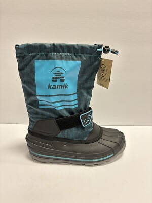 Kamik Youth Shockwave Teal Blue Winter Boots, Girls’ Size M