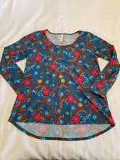 LuLaRoe All Over Floral Print Long Sleeve Shirt Size L Made In USA