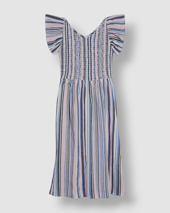 BCBG Kids Girl's Pink Smocked Striped Dress Size 12