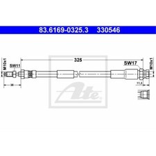 ATE Bremsschlauch Bremsleitung hinten für Saab 9000 Schrägheck 83.6169-0325.3